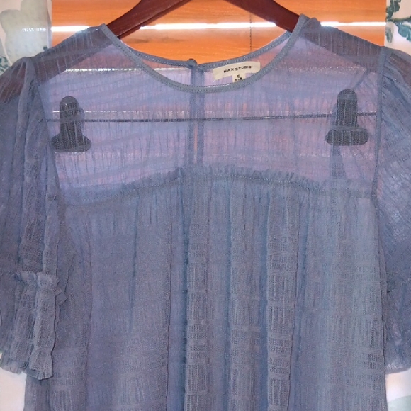 Max Studio Light Blue Sheer Blouse - Picture 3 of 5